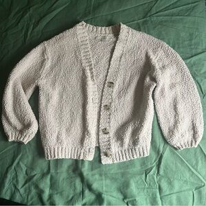 LOFT Cream Textured Button-Up Cardigan